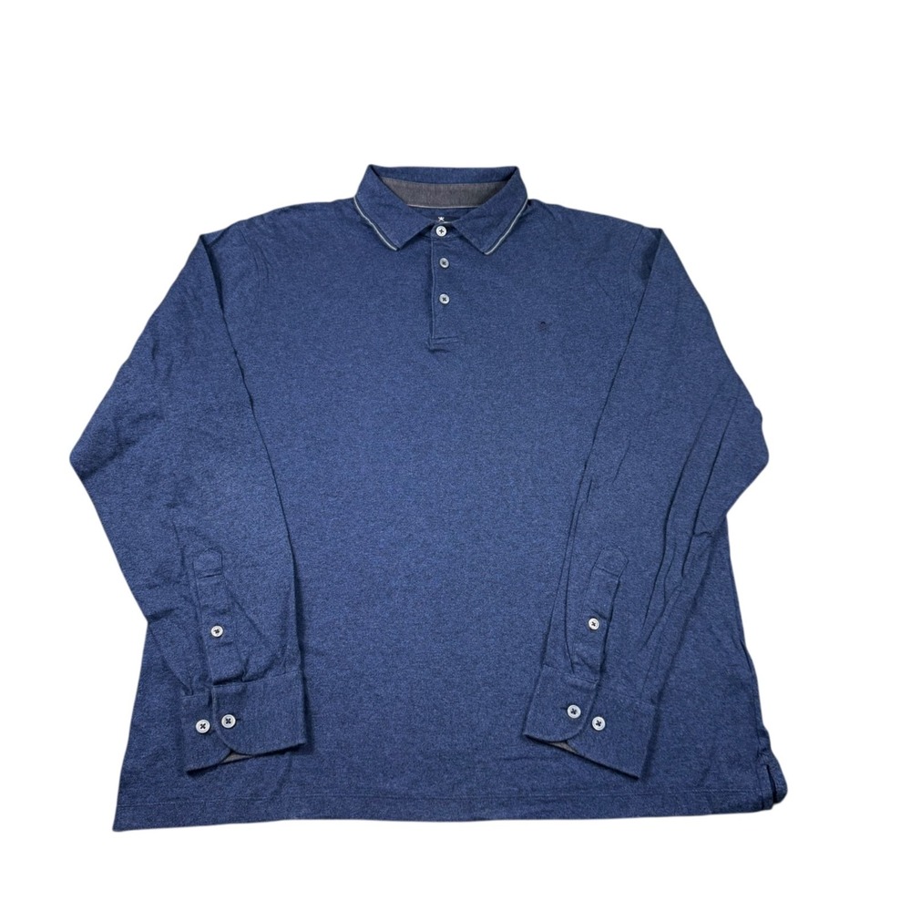 Hackett London Blue Slim Fit Cotton Long Sleeve Polo Shirt Mens XL